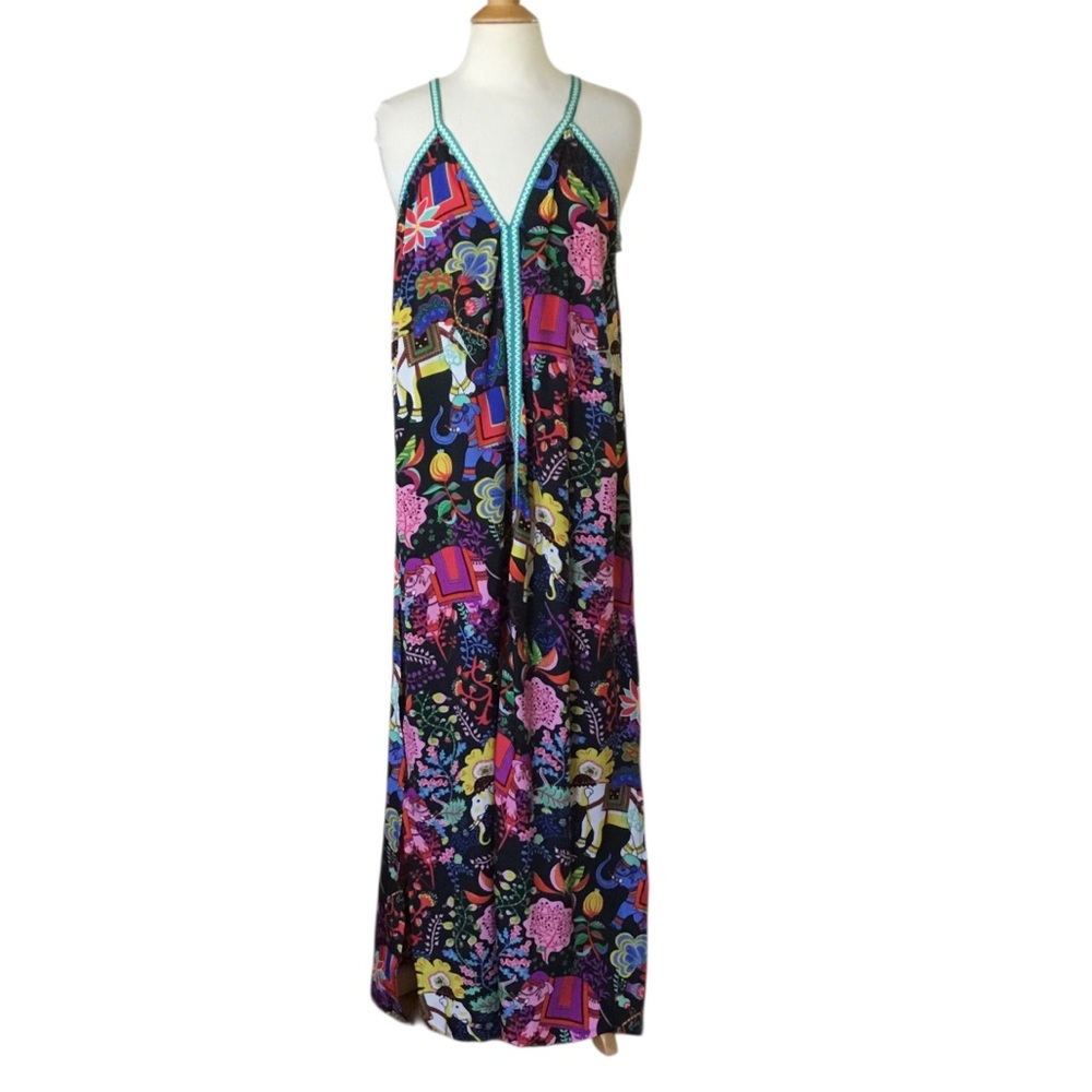 NEW America & Beyond Majestic Nights Elephant Floral Print Maxi Dress - Picture 1 of 12